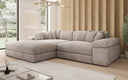 Designer-hoekbank Bernardo met brede ottomane in Ribstof