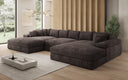 Designersofa Bernardo U met brede ottomane in ribstof