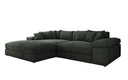 Designer-hoekbank Bernardo met brede ottomane in Ribstof