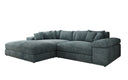 Designer-hoekbank Bernardo met brede ottomane in Ribstof