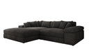 Designer-hoekbank Bernardo met brede ottomane in Ribstof