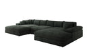 Designersofa Bernardo U met brede ottomane in ribstof