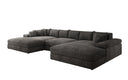 Designersofa Bernardo U met brede ottomane in ribstof
