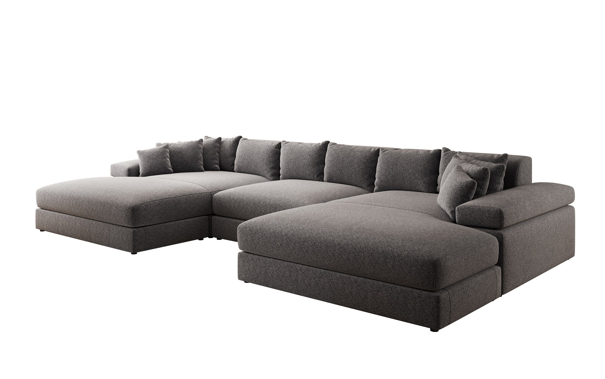 Designsofa Bernardo U met brede ottomane in structuurstof
