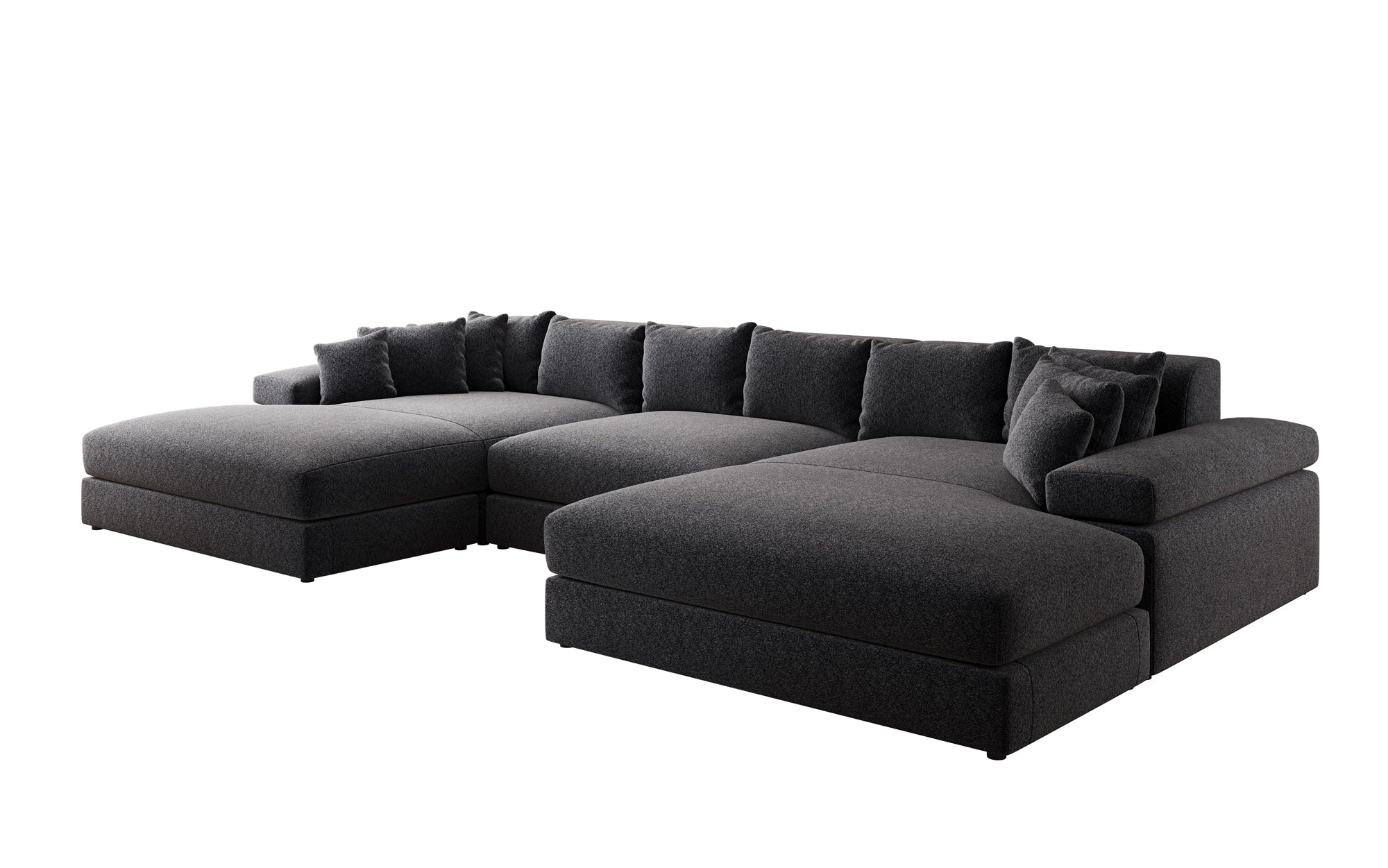Designsofa Bernardo U met brede ottomane in structuurstof
