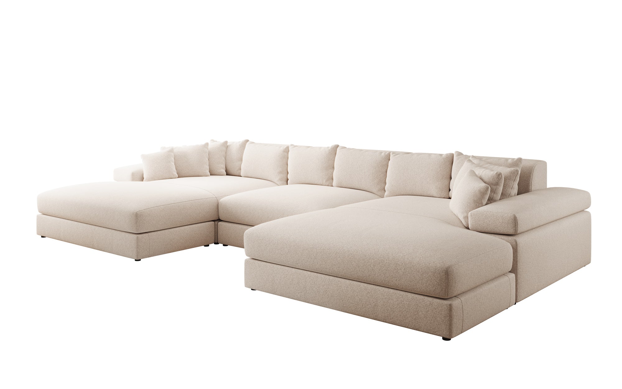 Designsofa Bernardo U met brede ottomane in structuurstof