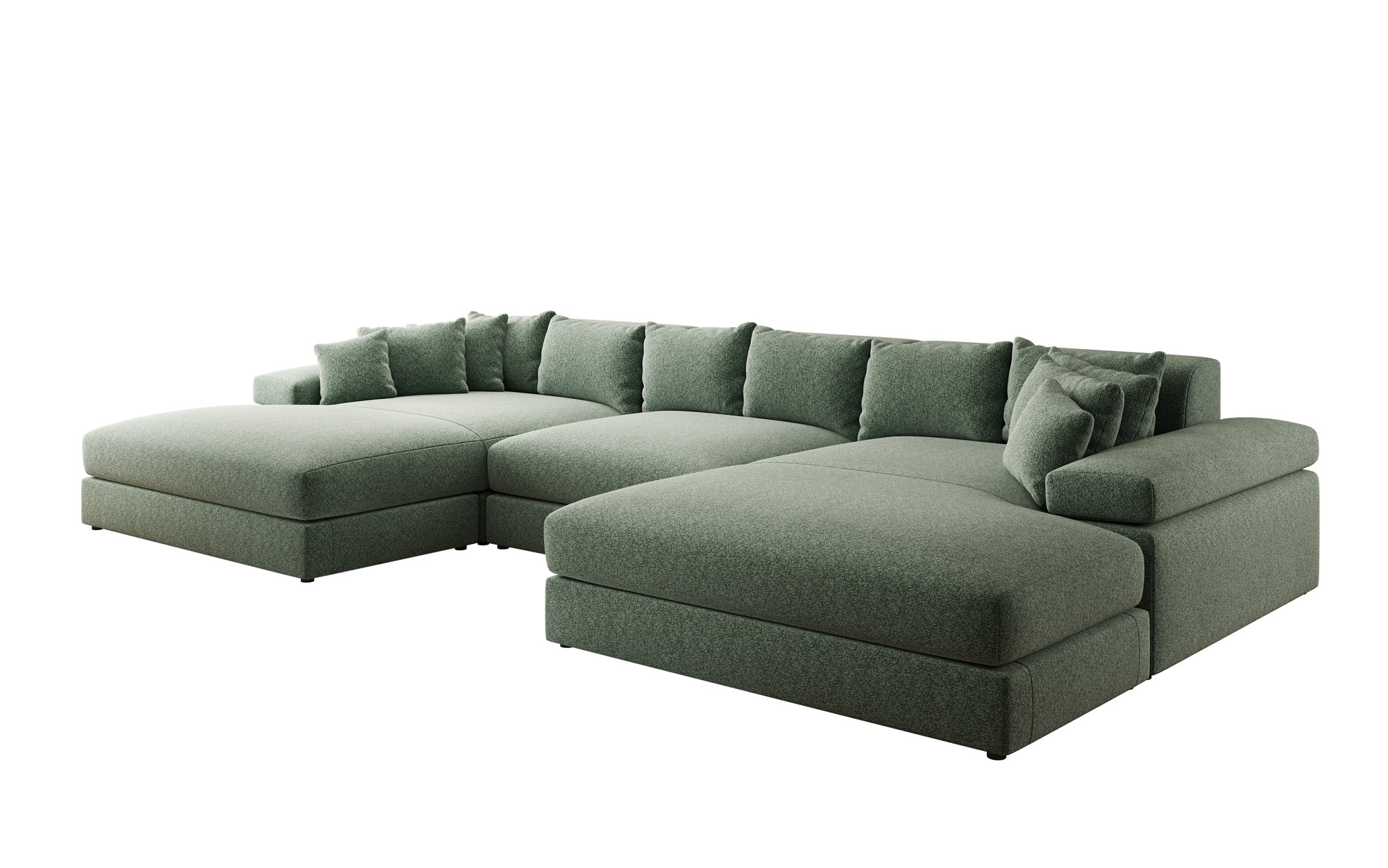 Designsofa Bernardo U met brede ottomane in structuurstof