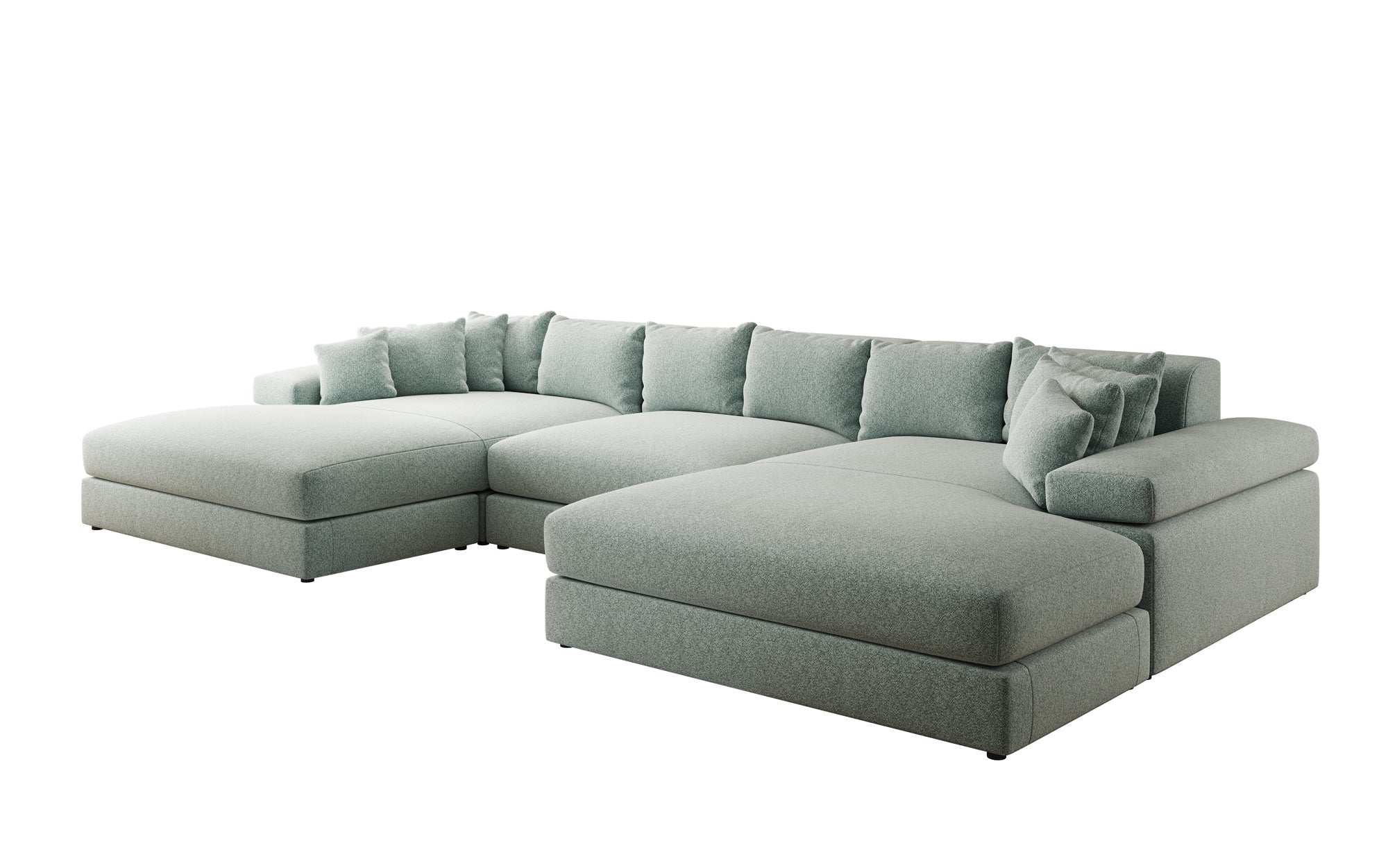 Designsofa Bernardo U met brede ottomane in structuurstof