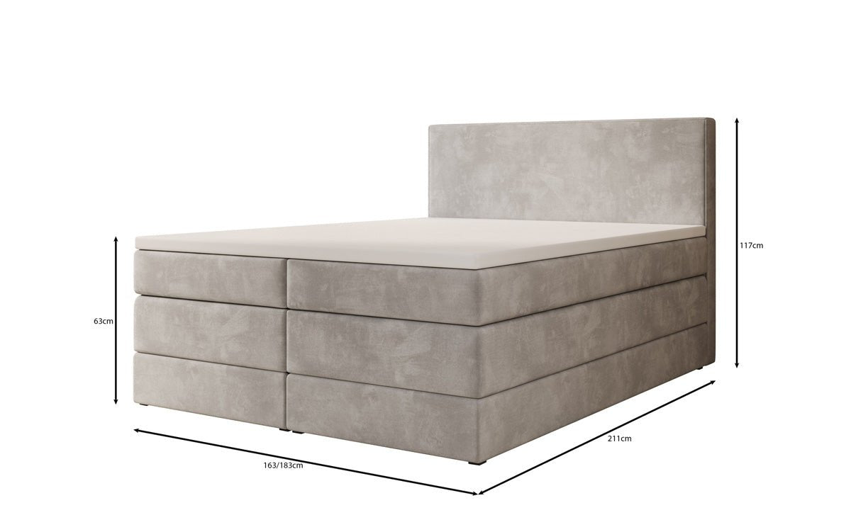 Boxspringbed Noren met opbergruimte in Fluweel