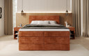 Boxspringbed Noren met opbergruimte in Ribstof