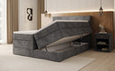 Boxspringbed Noren met opbergruimte in Ribstof