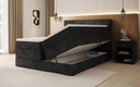Boxspringbed Noren met opbergruimte in Ribstof