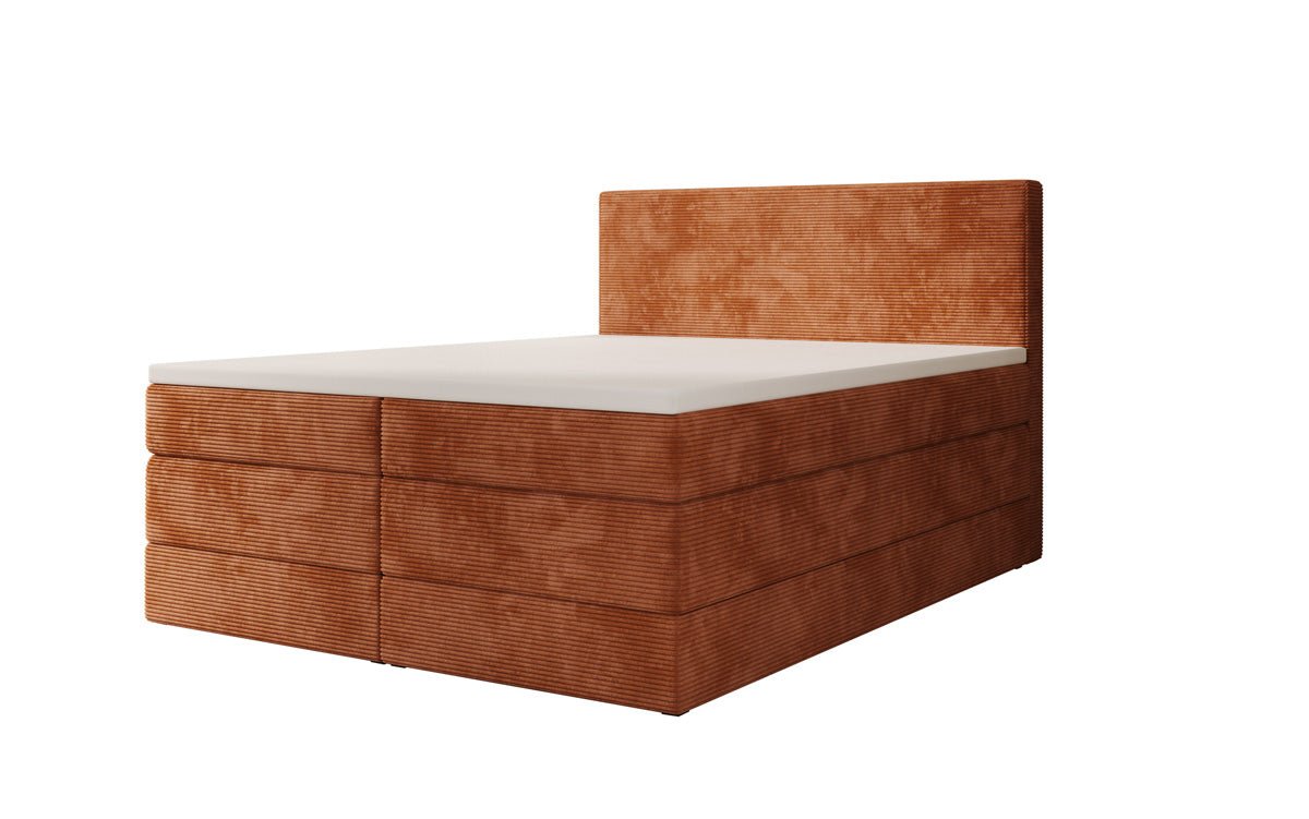 Boxspringbed Noren met opbergruimte in Ribstof