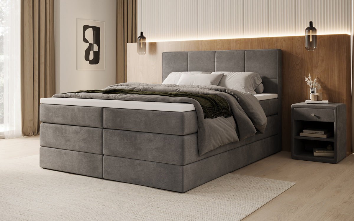 Boxspringbed Mareno met opbergruimte in fluweel