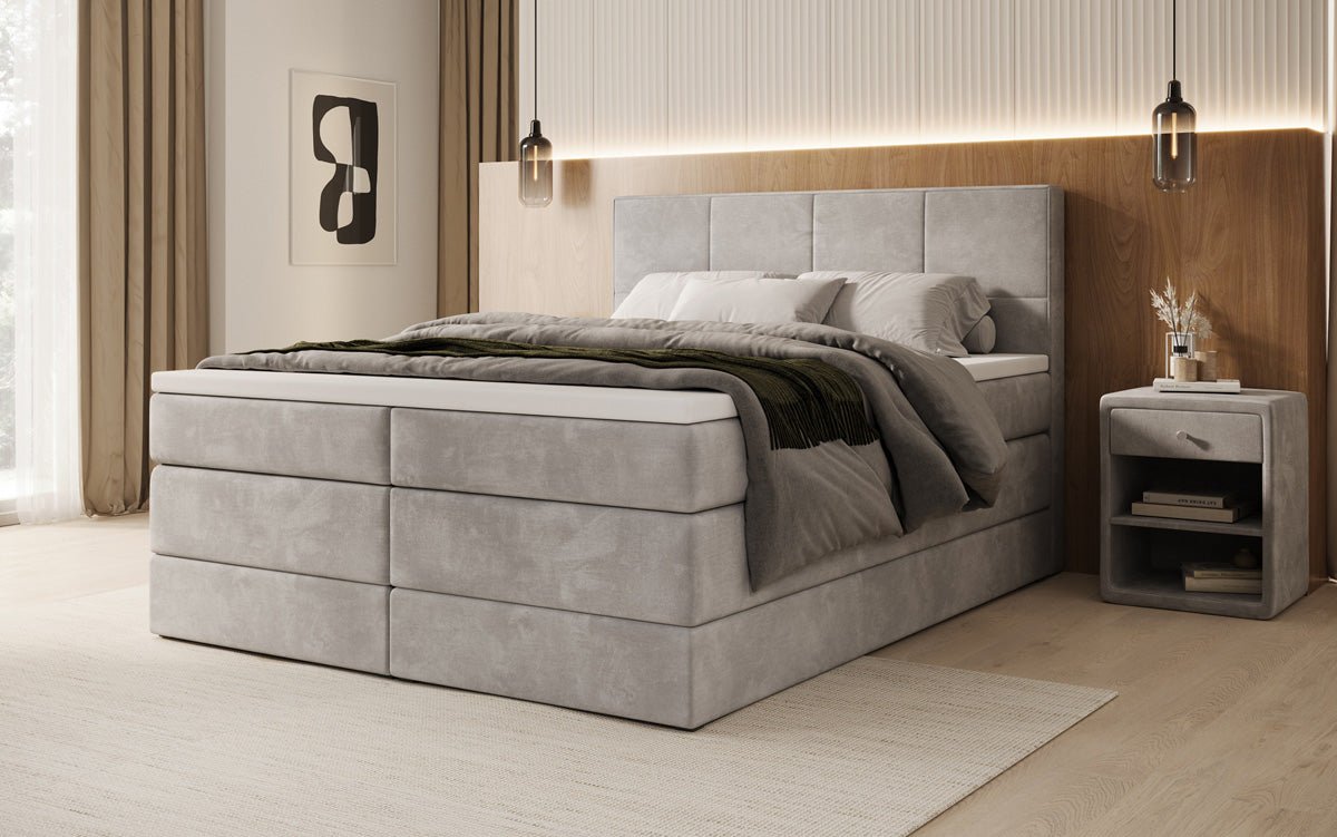 Boxspringbed Mareno met opbergruimte in fluweel