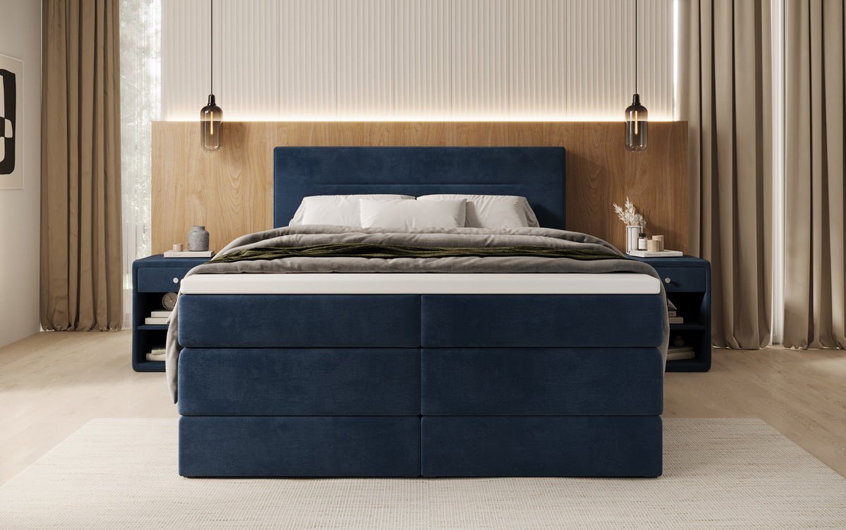 Boxspringbed Lavero met opbergruimte in Fluweel