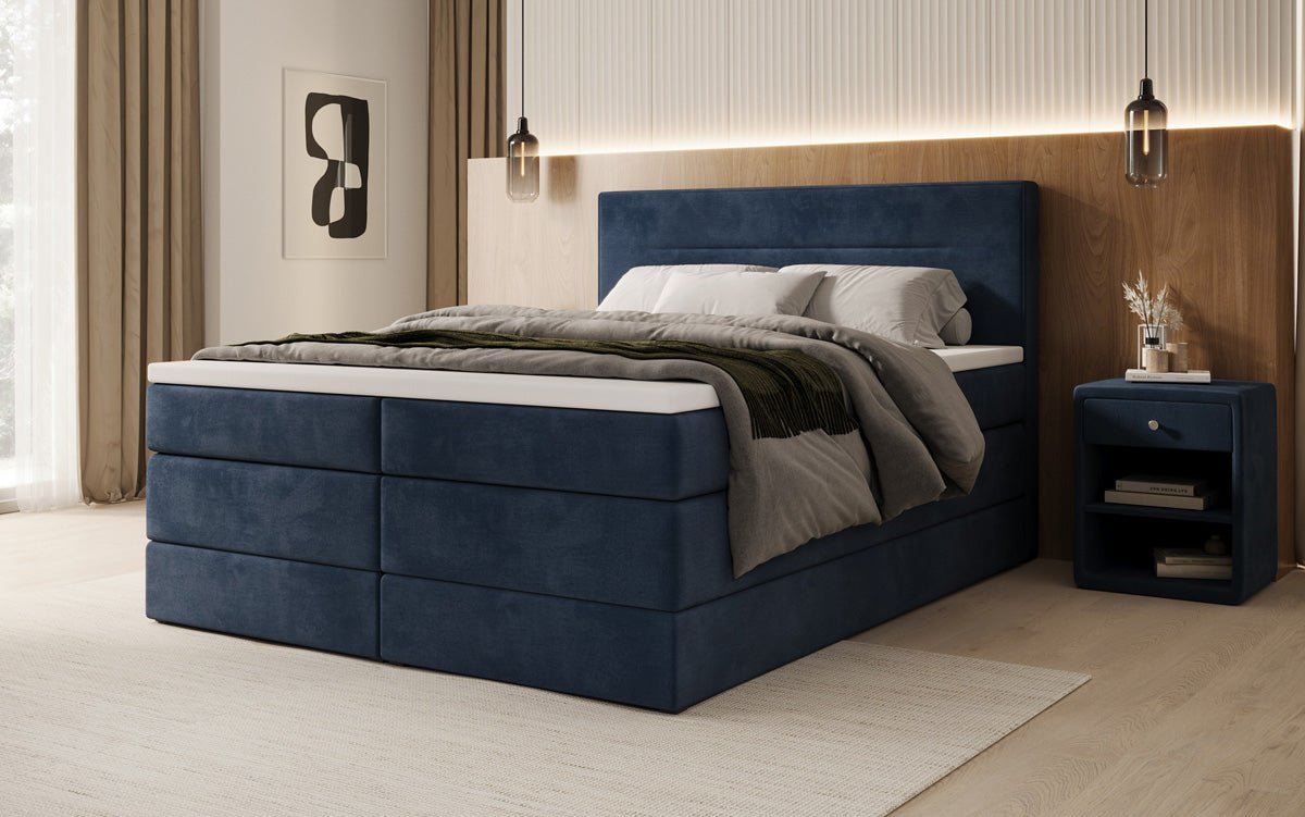 Boxspringbed Lavero met opbergruimte in Fluweel
