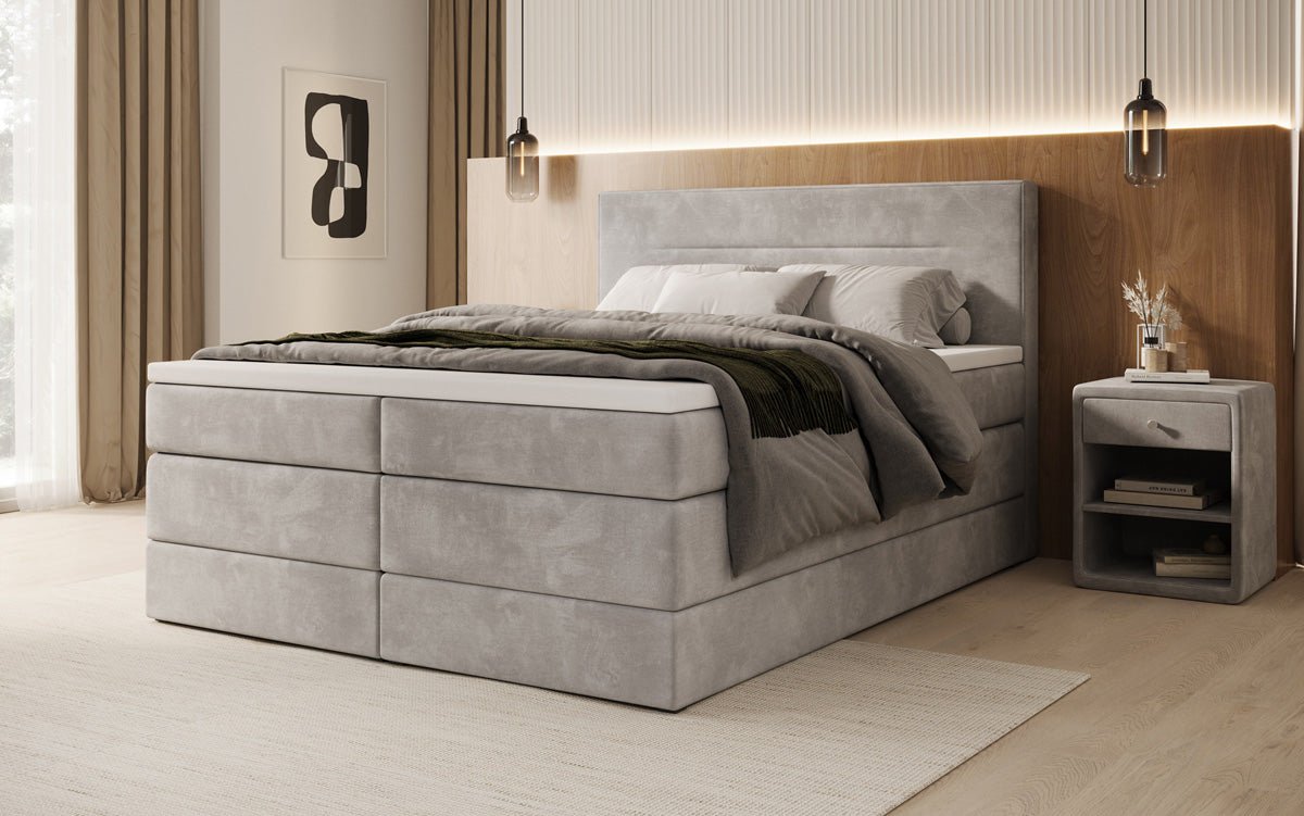 Boxspringbed Lavero met opbergruimte in Fluweel