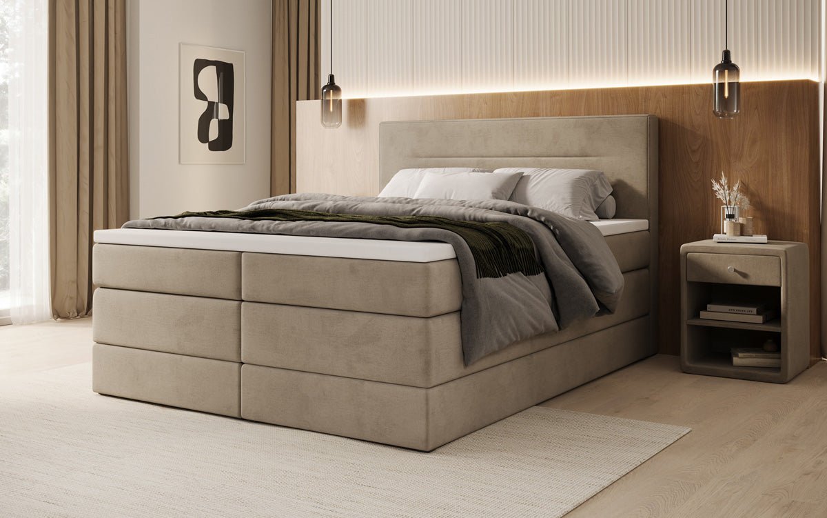 Boxspringbed Lavero met opbergruimte in Fluweel