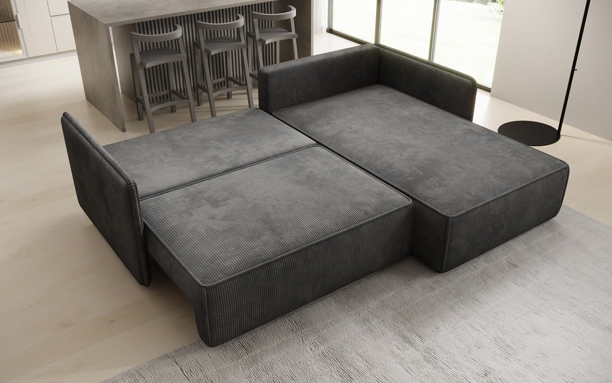 Designerbank Marlen met slaap- en klapfunctie in Ribstof