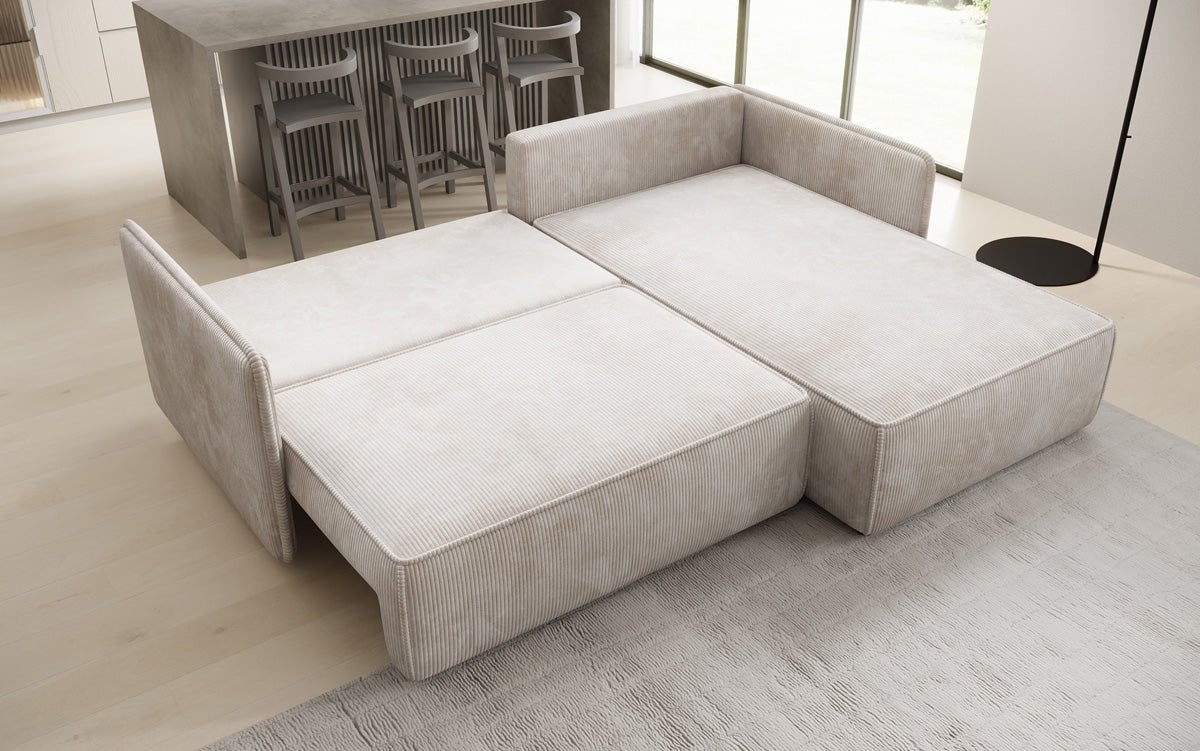 Designerbank Marlen met slaap- en klapfunctie in Ribstof