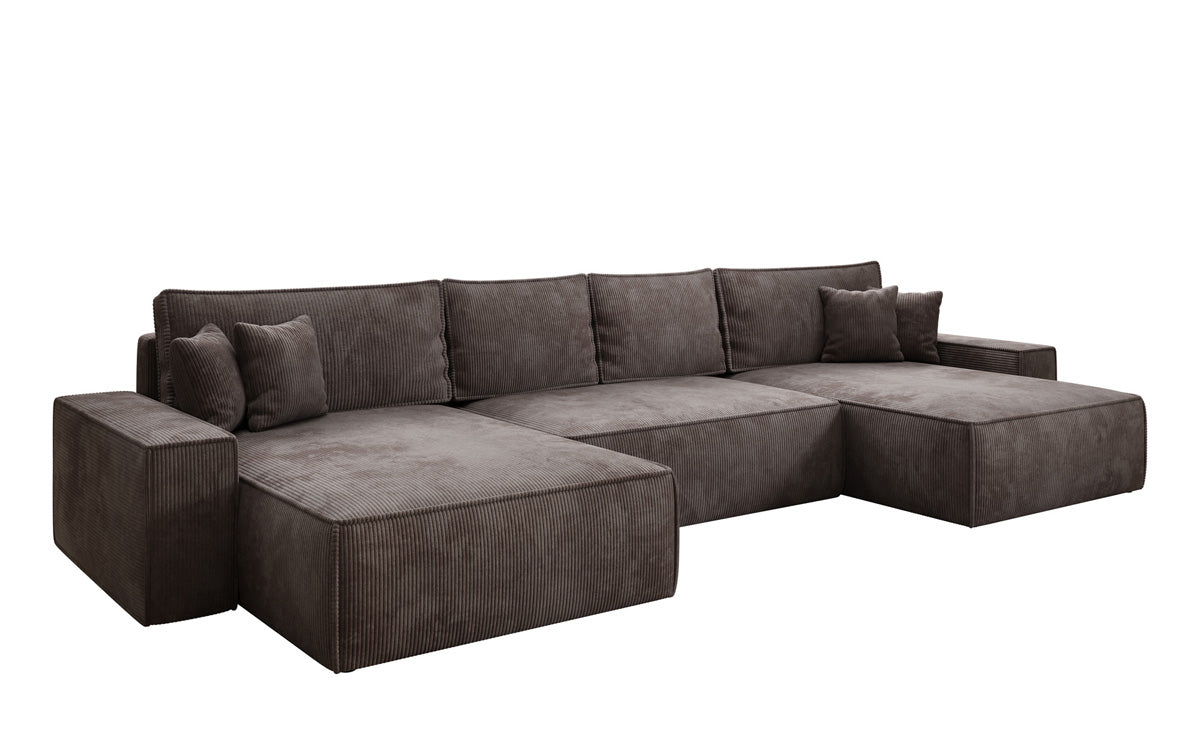 Designer Sofa Lunaro U mit Schlaffunktion und Stauraum in Cord