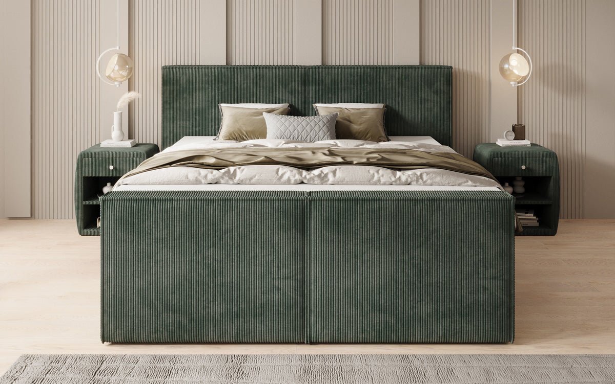 Boxspringbed Ophelia II met laden in Ribstof