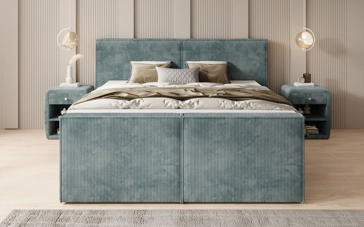 Boxspringbed Ophelia II met laden in Ribstof
