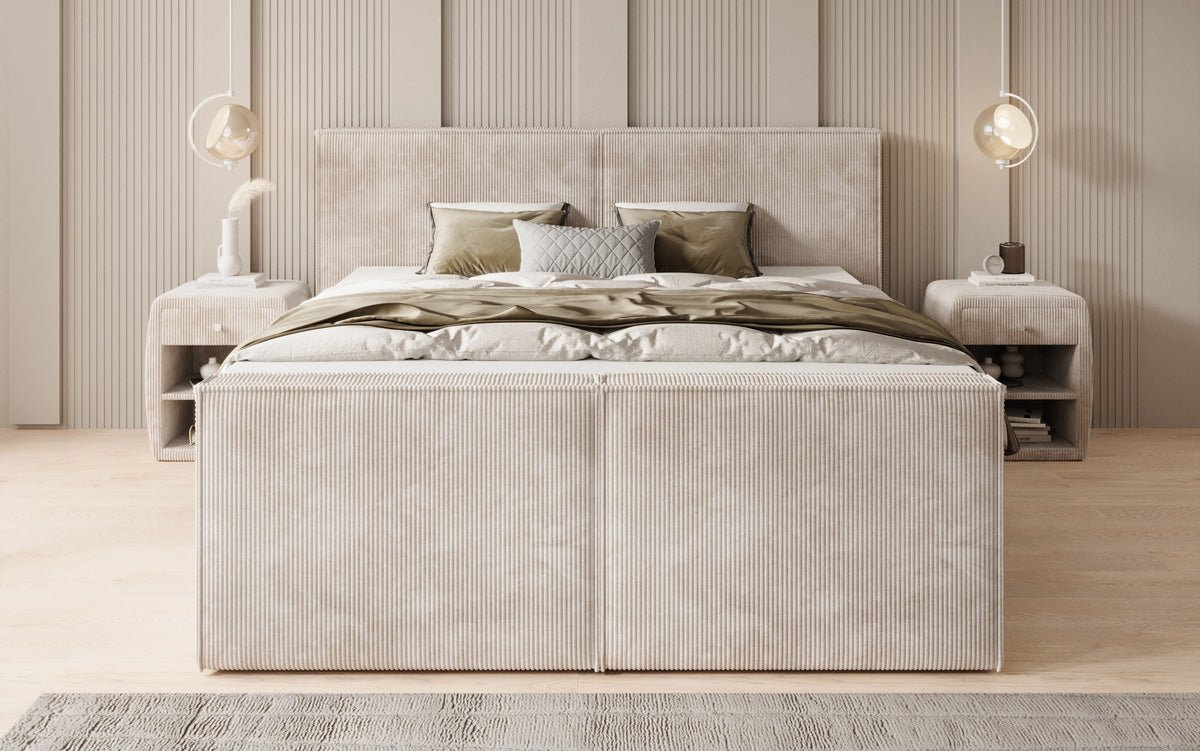 Boxspringbed Ophelia II met laden in Ribstof