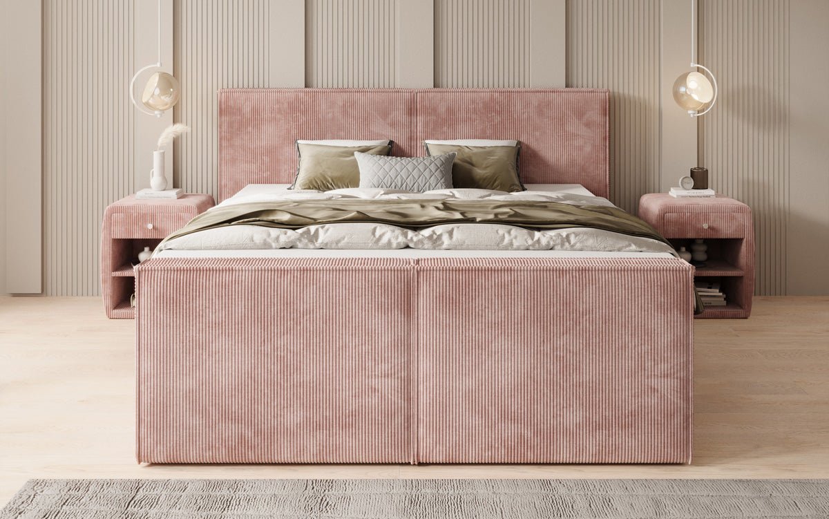 Boxspringbed Ophelia II met laden in Ribstof