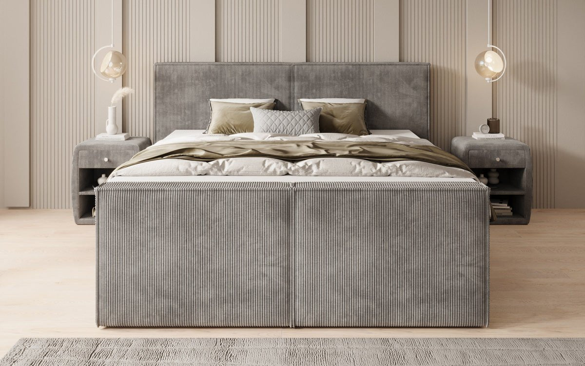 Boxspringbed Ophelia II met laden in Ribstof