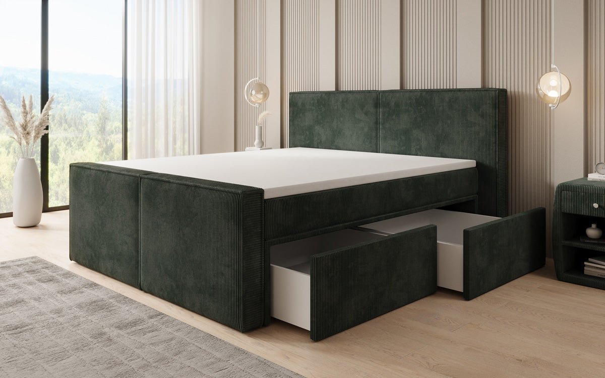 Boxspringbed Ophelia II met laden in Ribstof