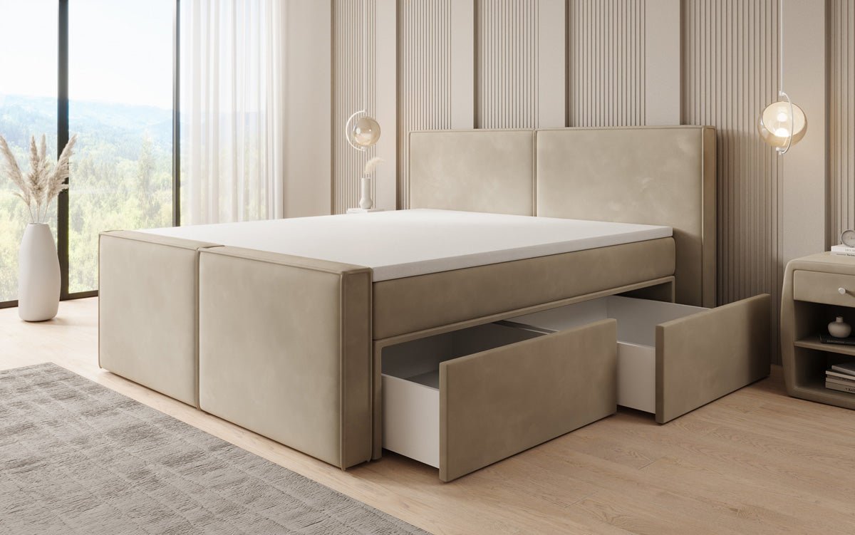 Boxspringbed Ophelia II met laden in fluweel