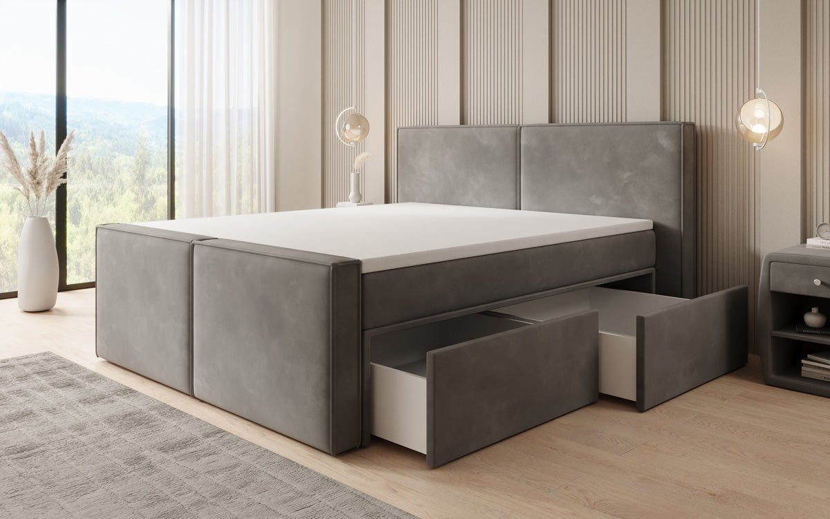 Boxspringbed Ophelia II met laden in fluweel