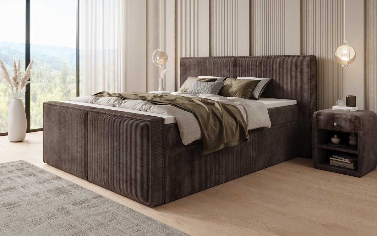 Boxspringbed Ophelia II met laden in Ribstof