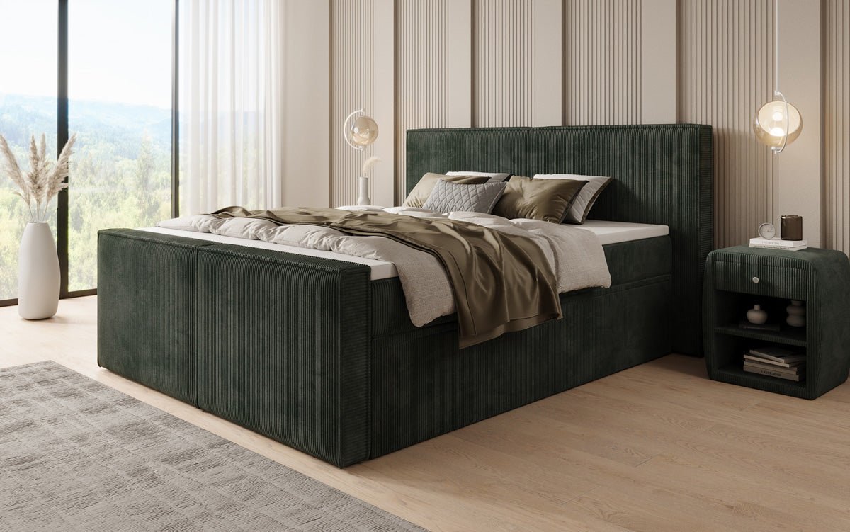Boxspringbed Ophelia II met laden in Ribstof