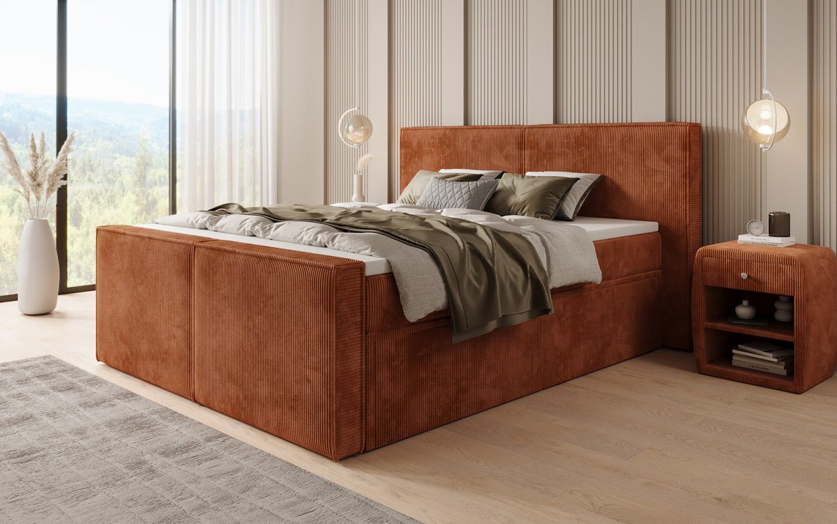 Boxspringbed Ophelia II met laden in Ribstof
