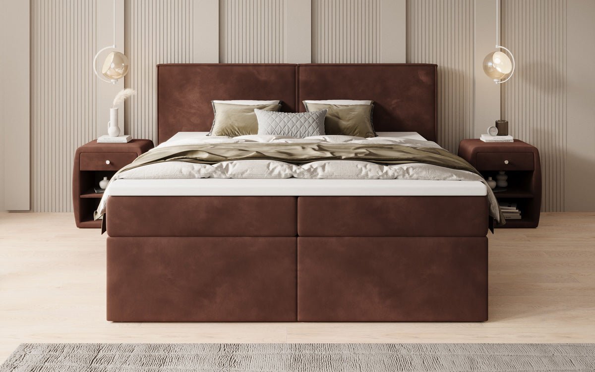 Boxspringbed Ophelia met laden in fluweel