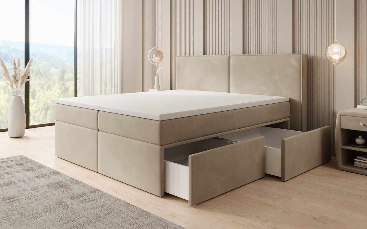 Boxspringbed Ophelia met laden in fluweel