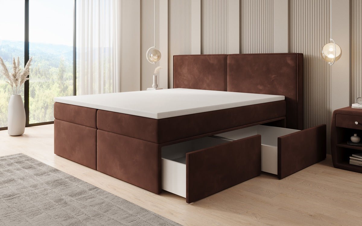 Boxspringbed Ophelia met laden in fluweel