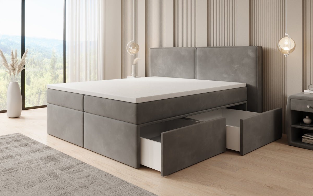 Boxspringbed Ophelia met laden in fluweel