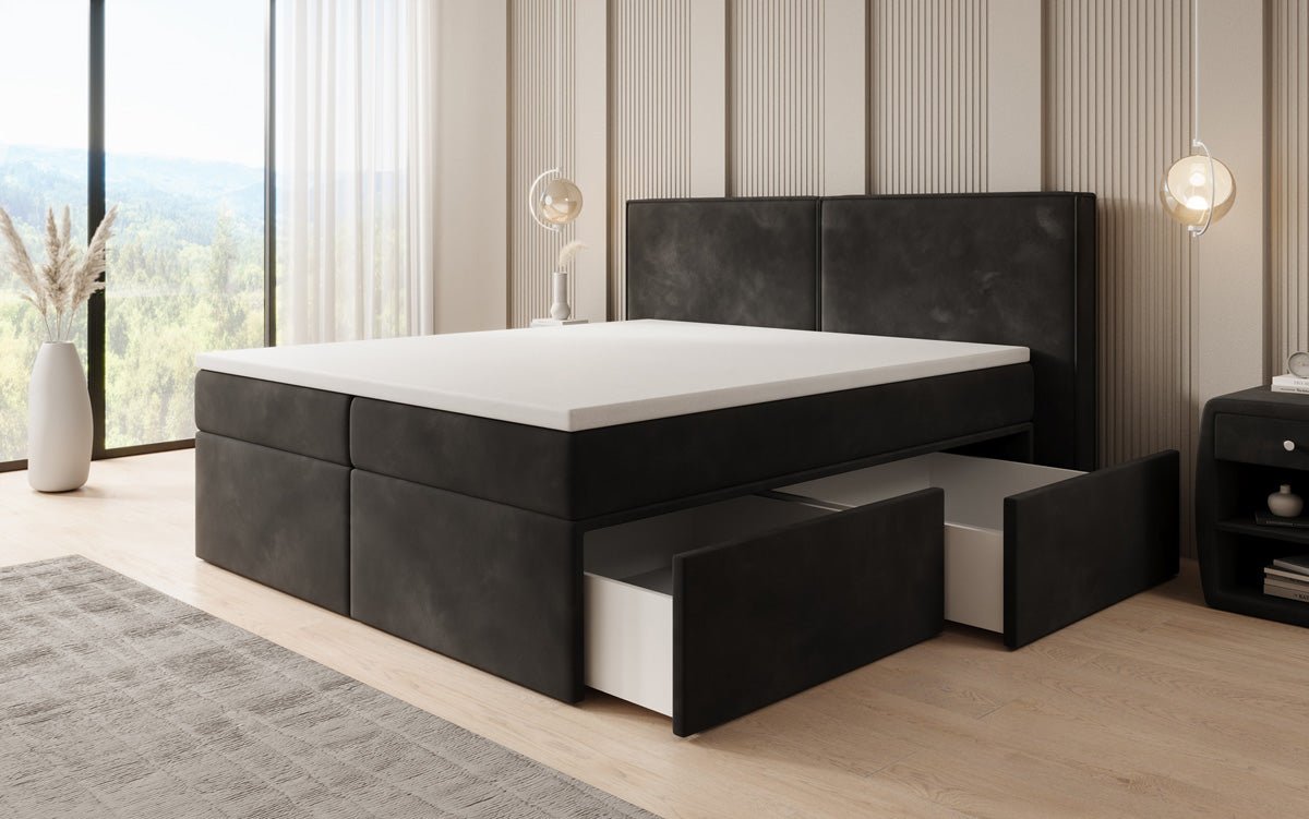 Boxspringbed Ophelia met laden in fluweel