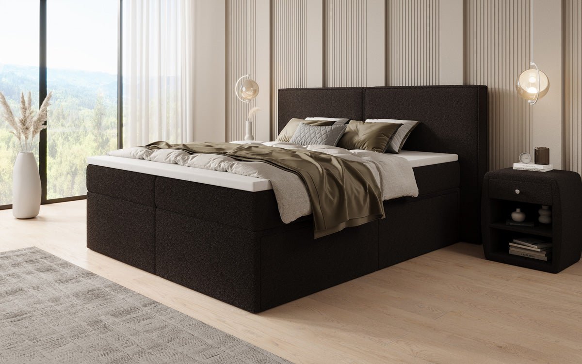 Boxspringbed Ophelia met laden in Teddystof Bouclé