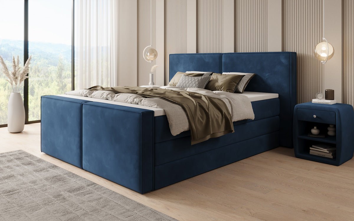 Boxspringbed Ophelia II met opklapbare opbergruimte in fluweel