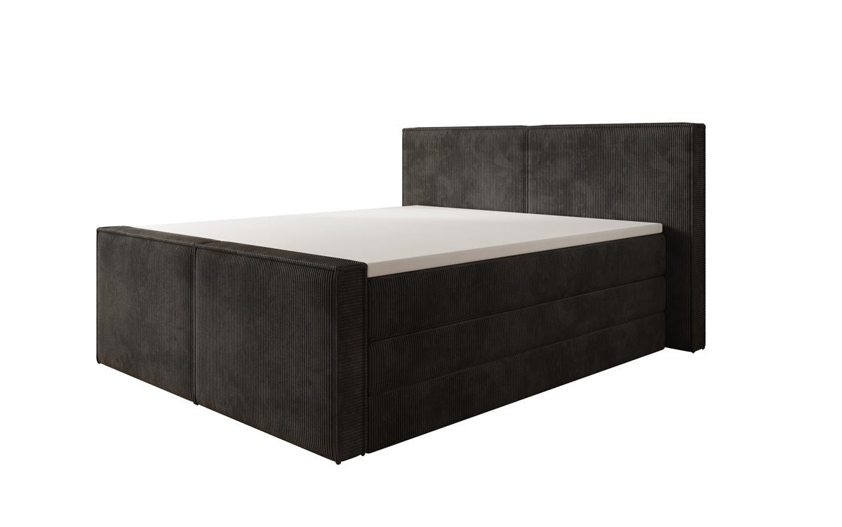 Boxspringbed Ophelia II met opklapbare opbergruimte in Ribstof