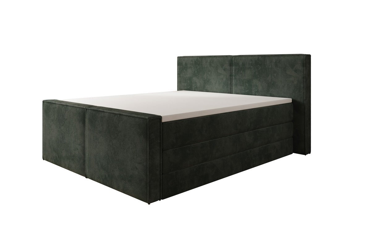 Boxspringbed Ophelia II met opklapbare opbergruimte in Ribstof
