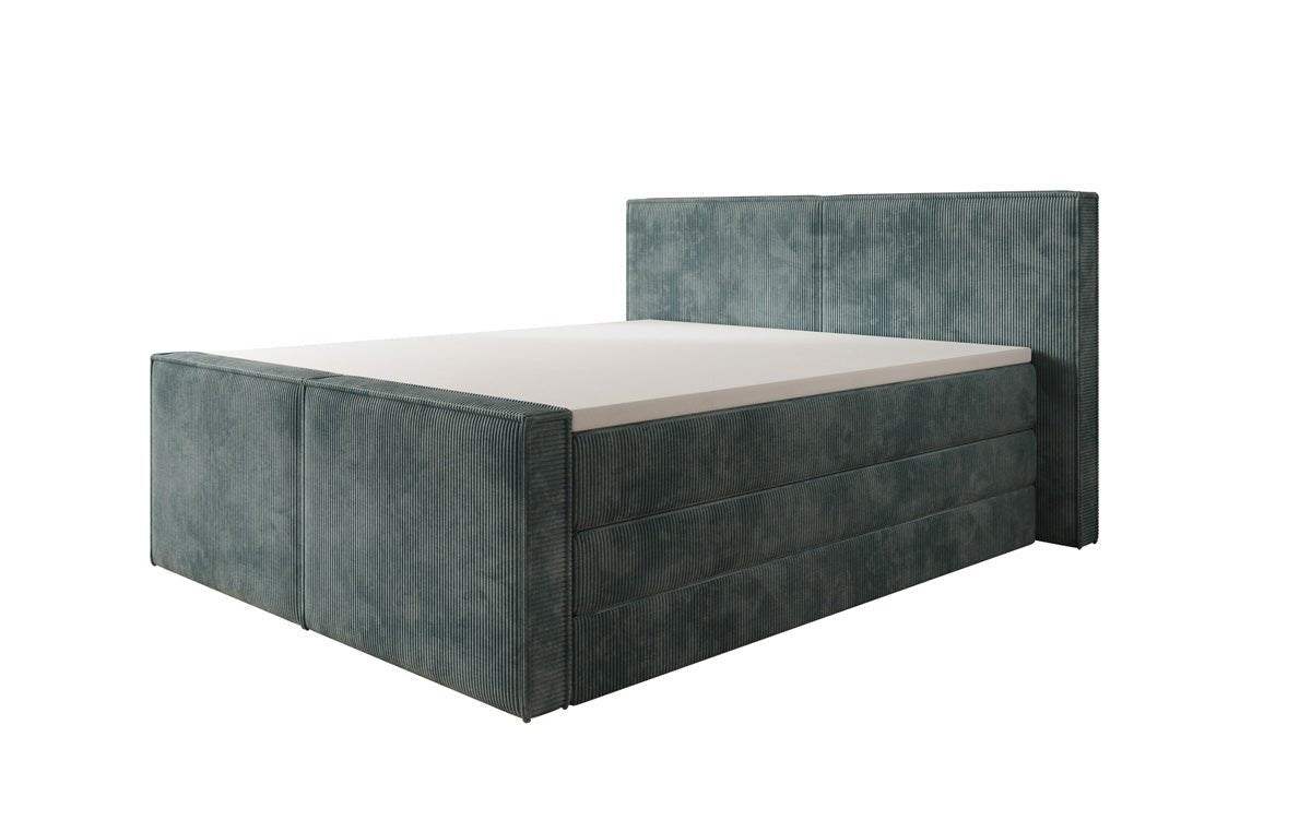 Boxspringbed Ophelia II met opklapbare opbergruimte in Ribstof