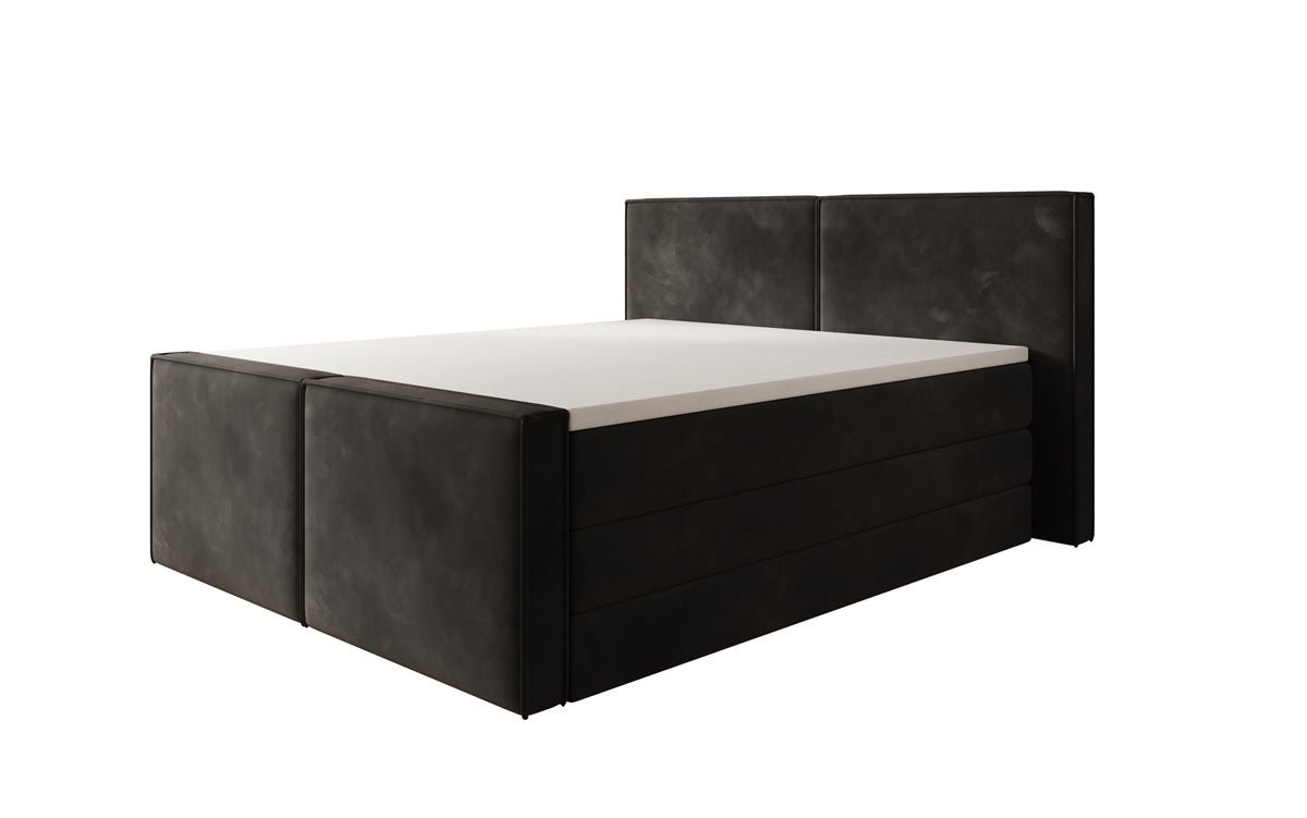Boxspringbed Ophelia II met opklapbare opbergruimte in fluweel