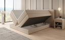 Boxspringbed Ophelia met opklapbare opbergruimte in Teddystof Bouclé