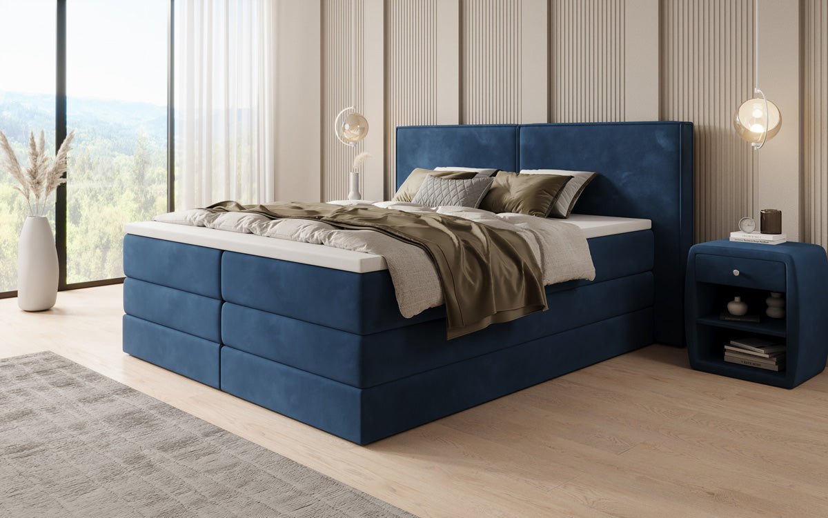 Boxspringbed Ophelia met opklapbare opbergruimte in fluweel